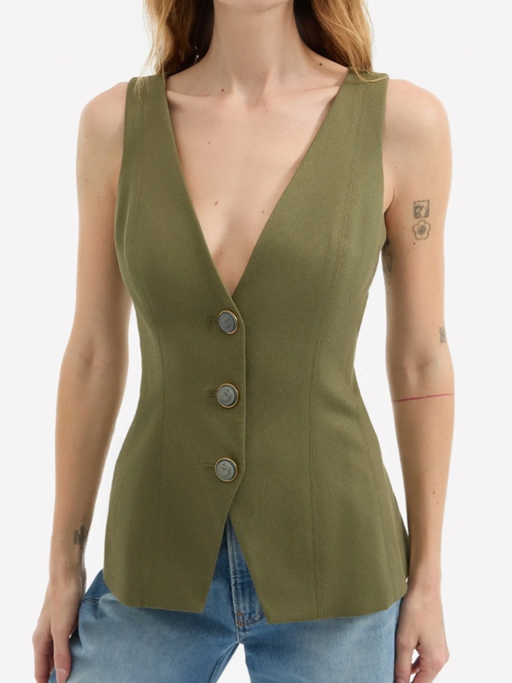 VERONICA BEARD Avalina Vest Army Green Sz 4 - NWT $498